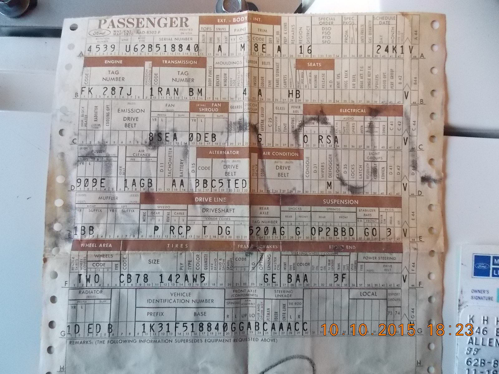 Found under the rear seat.