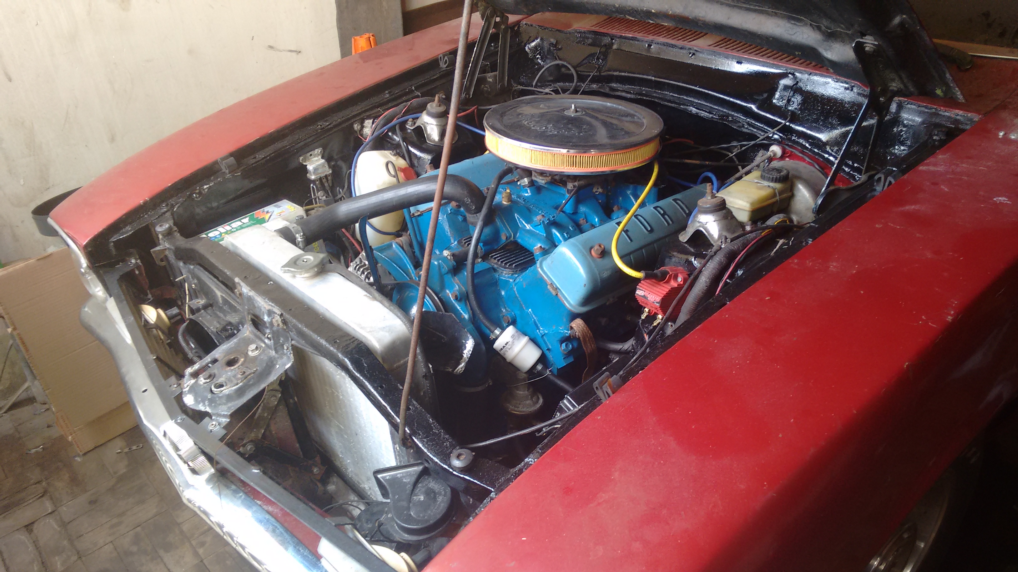 Maverick with the engine Y block installed.